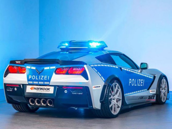 Chevy Corvette C7 German Police Car rear three quarters