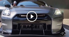MODIFIED Nissan GT-R R35 Liberty Walk with Armytrix Exhaust! Start Up Sound & Revs!