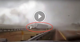 Tornado Flips Over Truck in Mississippi