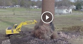 Smokestack Demolition Falls On Tractor Extremely Close Call