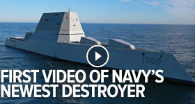 First video of the US Navy's New Star Wars-ish Destroyer at sea