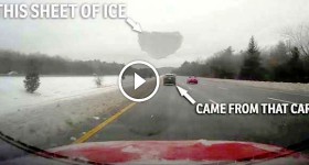 Ice Sheet Destroys Windshield Saab 9-5