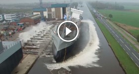 M.V. GREENLAND Launch Stapellauf Tewaterlating by DJI Phantom 3 Drone Ferus Smit