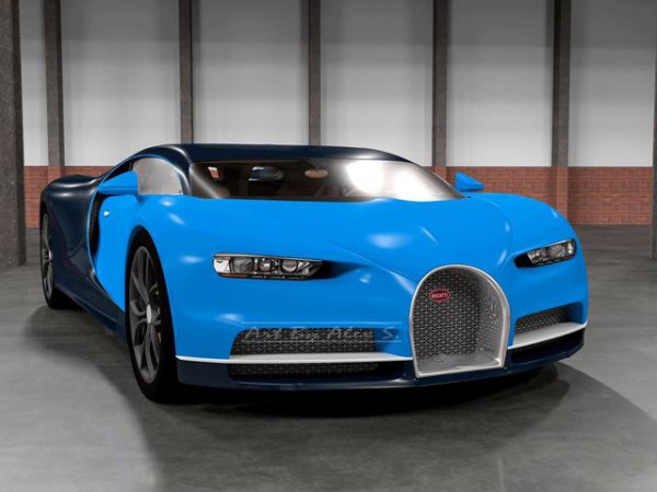 Bugatti Chiron rendering front end blue version