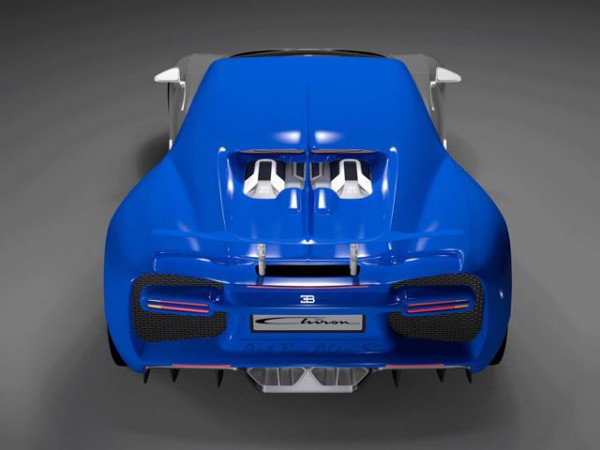 Bugatti Chiron rendering rear end blue version