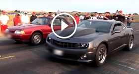 Fox Body Mustang vs Supercharged Camaro - HeadsUp Muscle Shootout - Round 2 Race 3