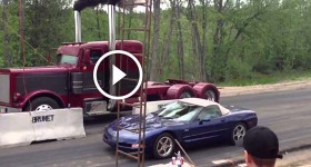 Corvette C5 vs. Semi Truck In A Drag Race
