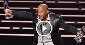 Vin Diesel accepted two awards on behalf of the film Furious 7 in Tribute to Paul Walker