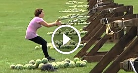 Watermelon Slingshot Launch