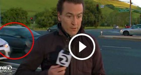 KTVU TV reporter almost hit by car on live TV