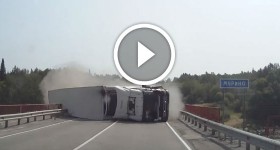 Truck Overturn After Tire Bursts