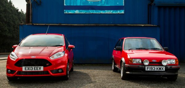 Old and new Ford Fiesta front end view