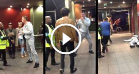 Drunk guy gets knock down in London McDonald's
