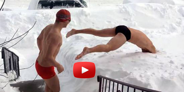 TWO People DIVING IN ICY SNOW