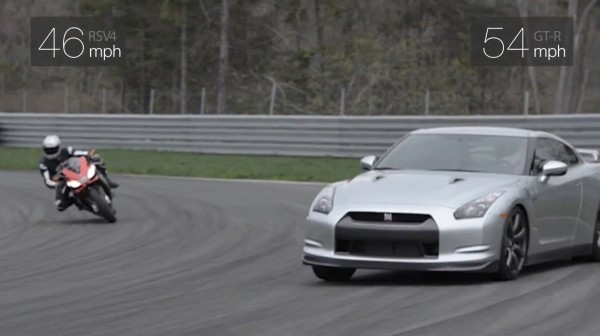 Aprilia RSV4 vs Nissan GT-R
