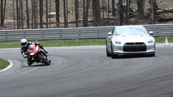 New duel of two to four wheels - Aprilia RSV4 and Nissan GT-R