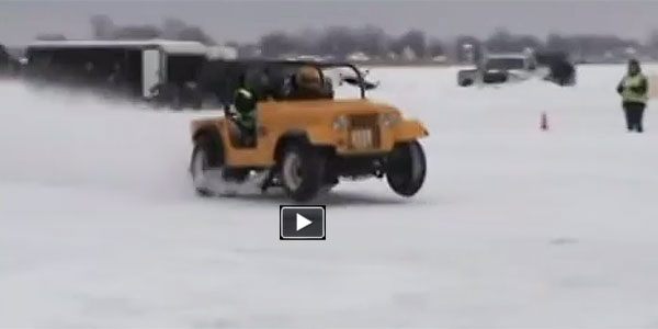 Sand Drag Crazy Jeep FLIES OFF on ICE