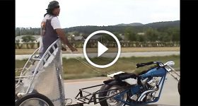 Crazy Dude Riding A Motorcycle Chariot