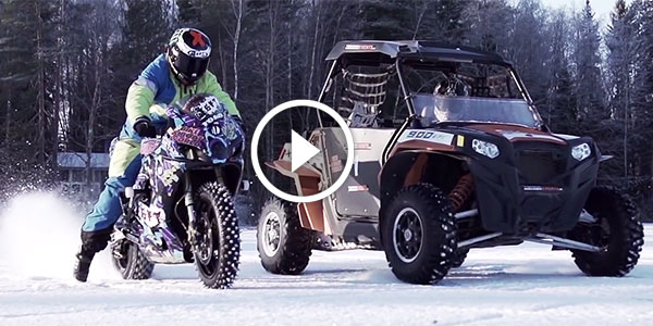 UTV vs Motorbike ON ICE