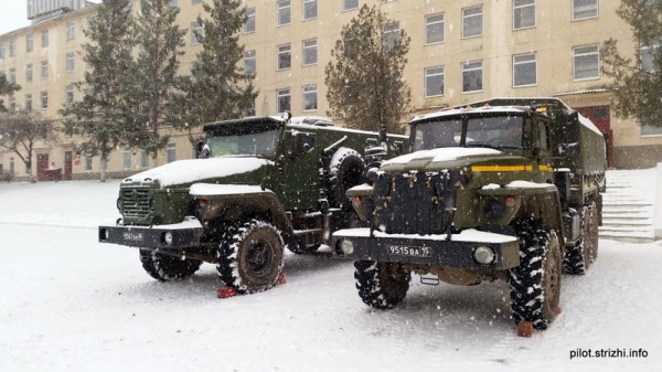 Russian Armored Truck Ural with an armored military car