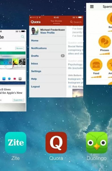 close more apps at the same time with more fingers