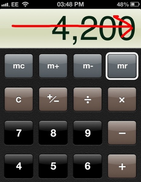 swipe zero on iphone calculator