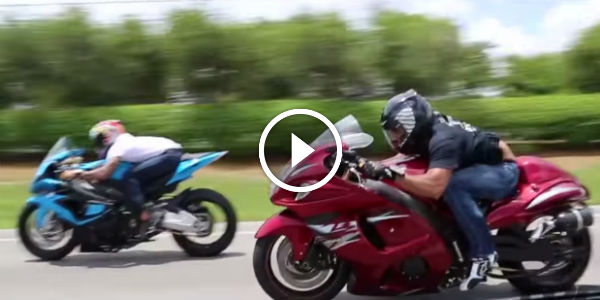 Two crazy bikes battle 900HP Nissan