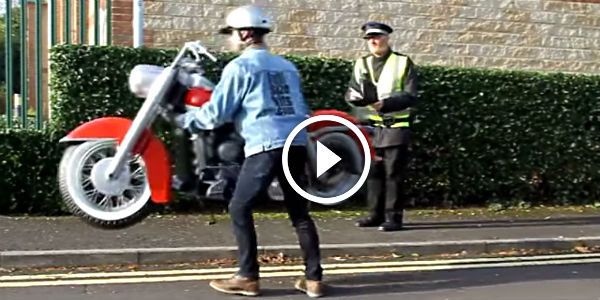 Motorcycle Riding Tips: Rider Lifts Motorcycle To Avoid Ticket (Full Size Kits Video)