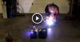 Welding with jumper cables and a pair of batteries
