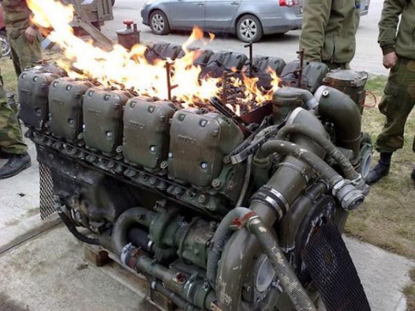barbecue made of big old engine