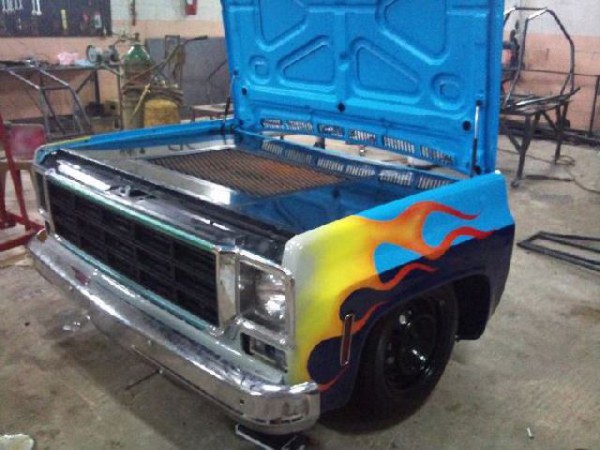 barbecue made of old chevy pickup truck