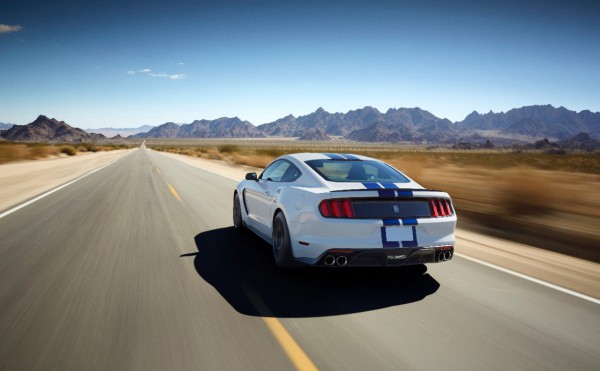 2016 Mustang Shelby GT350 rear three quarters in motion