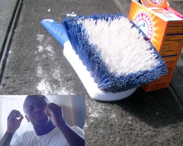 cleaning your car using hair baking soda