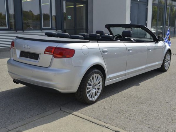 Audi A3 Cabrio with six doors rear three quarters