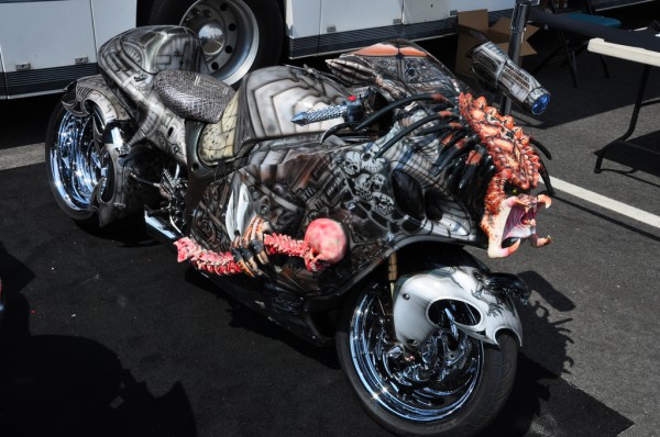 Custom Suzuki Hayabusa The Predator Bike front three quarters top view