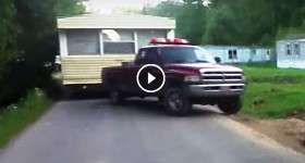 dodge truck pulling single wide