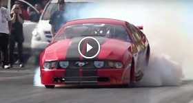 GAS RACING TWIN TURBO V8 MUSTANG 6.10 @ 246 MPH SUPERNATS 2015