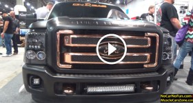 Custom Ford F 350 Super Duty XLT Copper Dully Bagged with Chrome Rings at 2015 Sema Motor Show