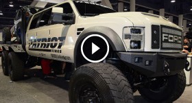 Huge 6-door Ford Truck by DieselSellerz with Buggy on top - 2015 Sema Motor Show
