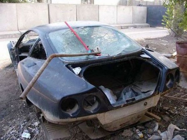 Uday Hussein's damaged Ferrari
