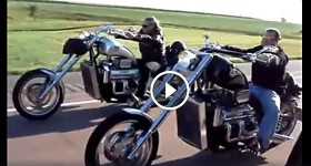 V8 chopper motorcycles on the highway