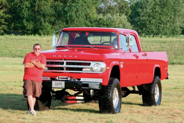 1970 Dodge Crew Cab - Cummins Swap Power Wagon with the owner front three quarters