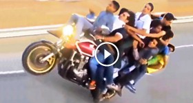 EXTREME 10 person Motorcycle WHEELIE !!!