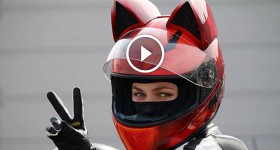 Women's motorcycle helmets Gorgeous woman on motorcycle with Neko Helmet