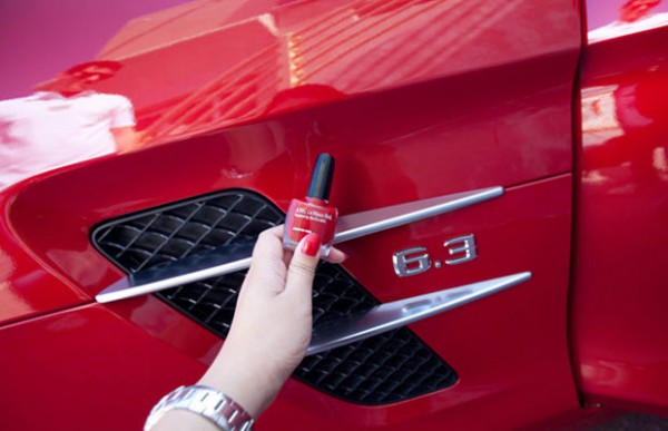 Paint the closest color of nail polish on the scratches