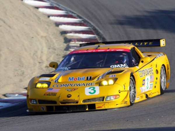 1999 Corvette C5-R Racecar front three quarters in motion