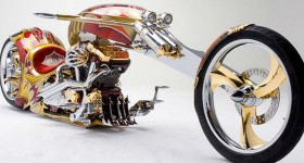 Most Expensive Bikes - Gold-Plated BMS Nehme-sis Custom Chopper front three quarters - cl