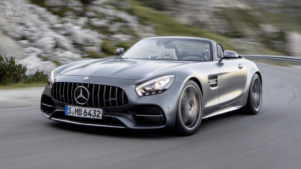 Mercedes AMG GT C Roadster front three quarters in motion