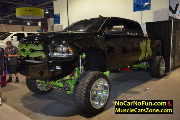 custom-black-pickup-truck-at-sema-2016-front-three-quarters